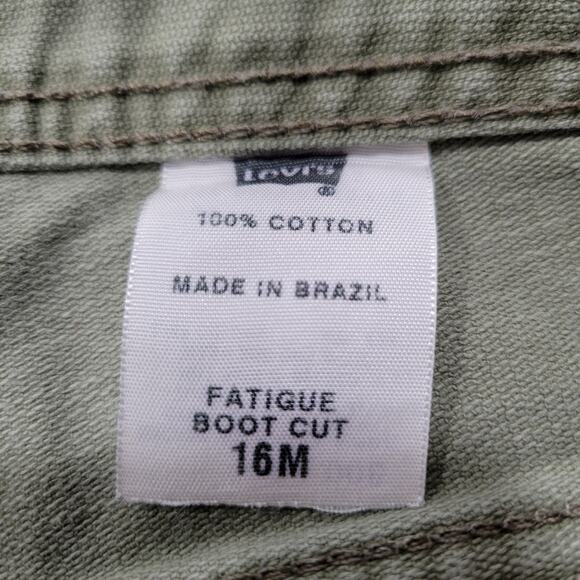 Levi's Fatigue Boot Cut Army Green Jeans Size 16 - Picture 5 of 8